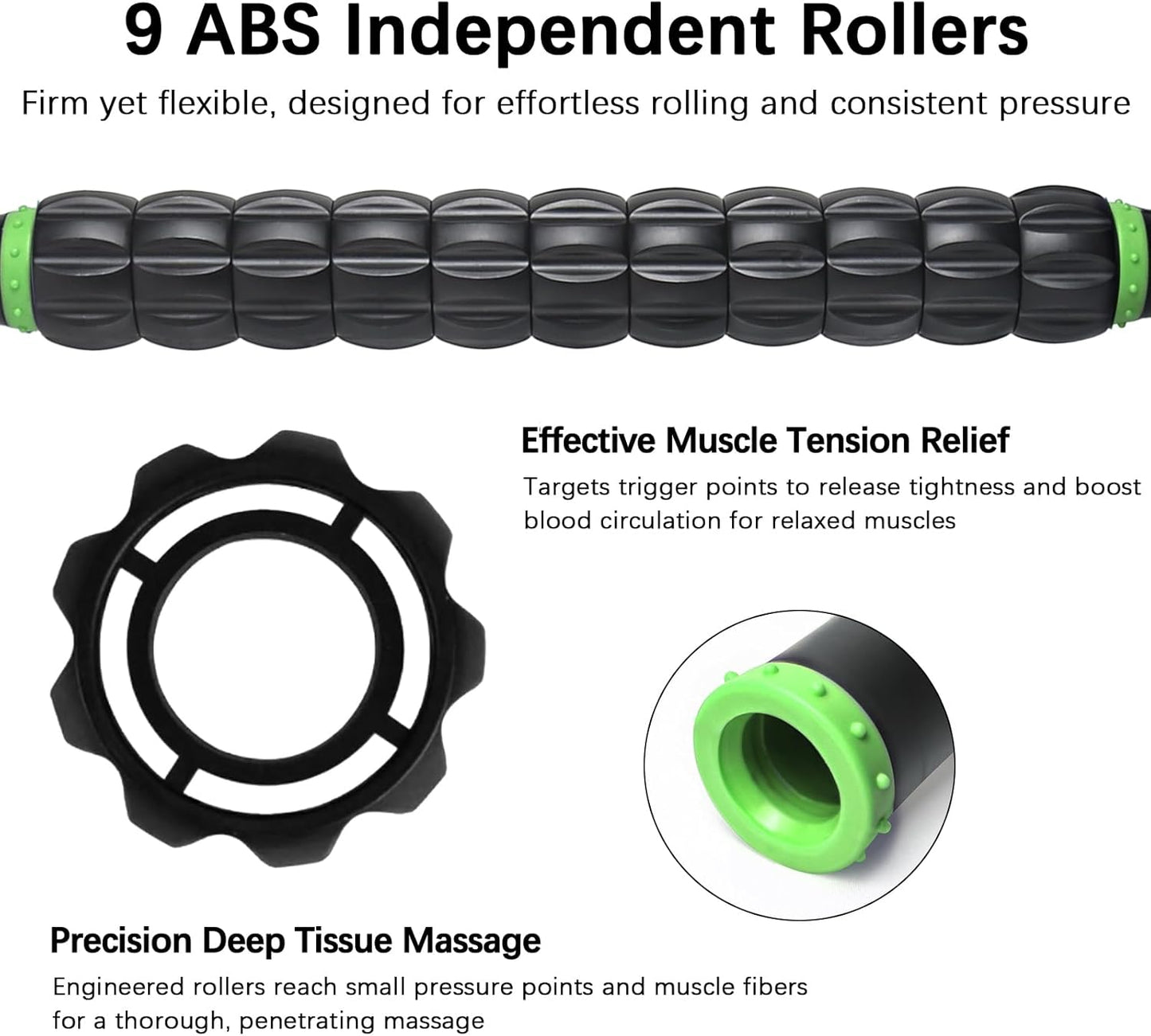 Muscle Roller Massage Roller Stick- Deep Tissue Fascia Blaster for Myofascial Pain Relief, Lymphatic Drainage & Body Sculpting, Handheld Physical Therapy & Recovery Tool (Purple Black-18 inch)