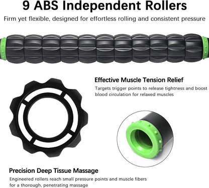 Muscle Roller Massage Roller Stick- Deep Tissue Fascia Blaster for Myofascial Pain Relief, Lymphatic Drainage & Body Sculpting, Handheld Physical Therapy & Recovery Tool (Purple Black-18 inch)