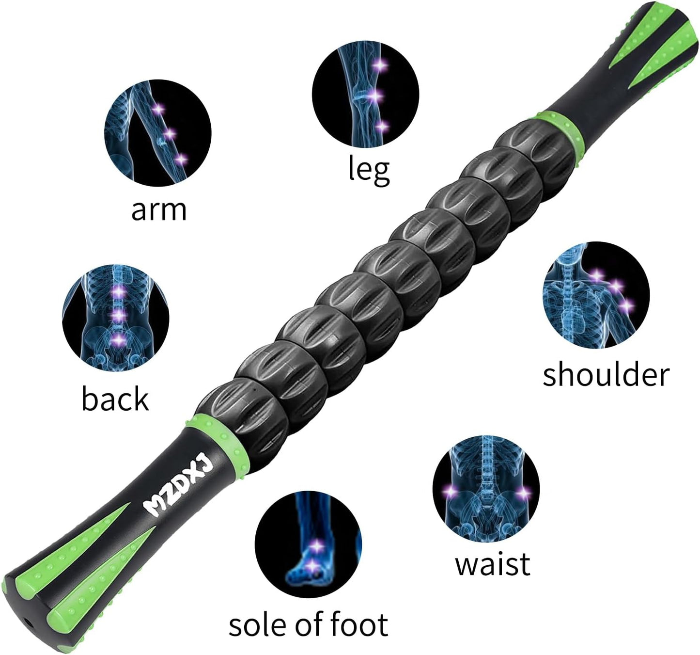 Muscle Roller Massage Roller Stick- Deep Tissue Fascia Blaster for Myofascial Pain Relief, Lymphatic Drainage & Body Sculpting, Handheld Physical Therapy & Recovery Tool (Purple Black-18 inch)