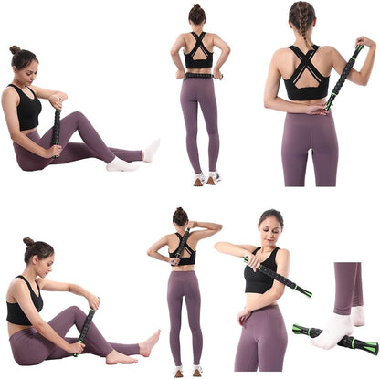 Muscle Roller Massage Roller Stick- Deep Tissue Fascia Blaster for Myofascial Pain Relief, Lymphatic Drainage & Body Sculpting, Handheld Physical Therapy & Recovery Tool (Purple Black-18 inch)