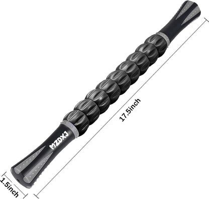 Muscle Roller Massage Roller Stick- Deep Tissue Fascia Blaster for Myofascial Pain Relief, Lymphatic Drainage & Body Sculpting, Handheld Physical Therapy & Recovery Tool (Purple Black-18 inch)