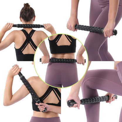 Muscle Roller Massage Roller Stick- Deep Tissue Fascia Blaster for Myofascial Pain Relief, Lymphatic Drainage & Body Sculpting, Handheld Physical Therapy & Recovery Tool (Purple Black-18 inch)