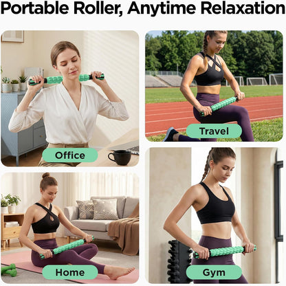 Muscle Roller Massage Roller Stick- Deep Tissue Fascia Blaster for Myofascial Pain Relief, Lymphatic Drainage & Body Sculpting, Handheld Physical Therapy & Recovery Tool (Purple Black-18 inch)
