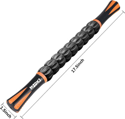 Muscle Roller Massage Roller Stick- Deep Tissue Fascia Blaster for Myofascial Pain Relief, Lymphatic Drainage & Body Sculpting, Handheld Physical Therapy & Recovery Tool (Purple Black-18 inch)