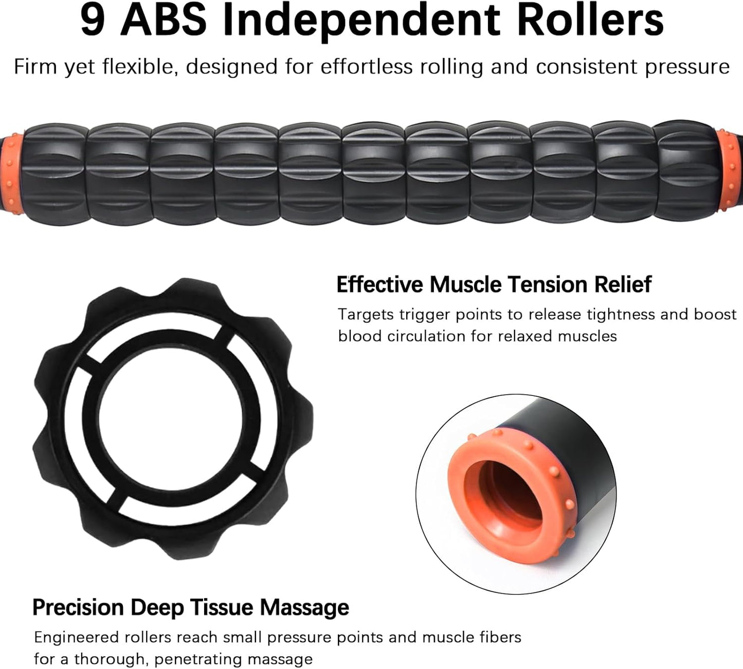 Muscle Roller Massage Roller Stick- Deep Tissue Fascia Blaster for Myofascial Pain Relief, Lymphatic Drainage & Body Sculpting, Handheld Physical Therapy & Recovery Tool (Purple Black-18 inch)