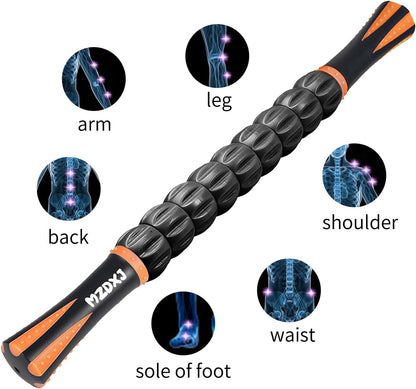 Muscle Roller Massage Roller Stick- Deep Tissue Fascia Blaster for Myofascial Pain Relief, Lymphatic Drainage & Body Sculpting, Handheld Physical Therapy & Recovery Tool (Purple Black-18 inch)