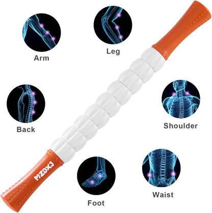 Muscle Roller Massage Roller Stick- Deep Tissue Fascia Blaster for Myofascial Pain Relief, Lymphatic Drainage & Body Sculpting, Handheld Physical Therapy & Recovery Tool (Purple Black-18 inch)
