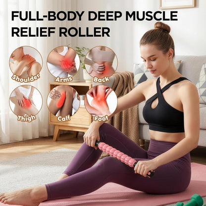 Muscle Roller Massage Roller Stick- Deep Tissue Fascia Blaster for Myofascial Pain Relief, Lymphatic Drainage & Body Sculpting, Handheld Physical Therapy & Recovery Tool (Purple Black-18 inch)