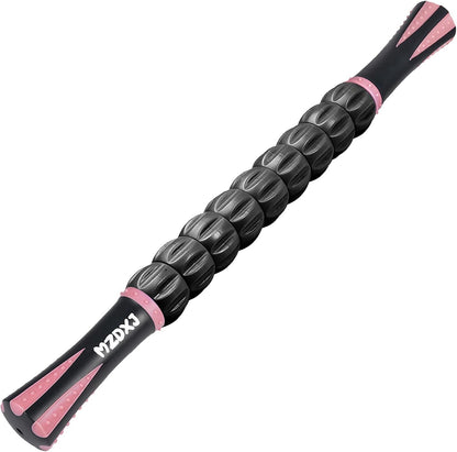 Muscle Roller Massage Roller Stick- Deep Tissue Fascia Blaster for Myofascial Pain Relief, Lymphatic Drainage & Body Sculpting, Handheld Physical Therapy & Recovery Tool (Purple Black-18 inch)