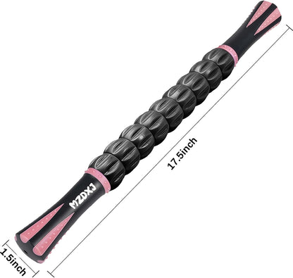 Muscle Roller Massage Roller Stick- Deep Tissue Fascia Blaster for Myofascial Pain Relief, Lymphatic Drainage & Body Sculpting, Handheld Physical Therapy & Recovery Tool (Purple Black-18 inch)