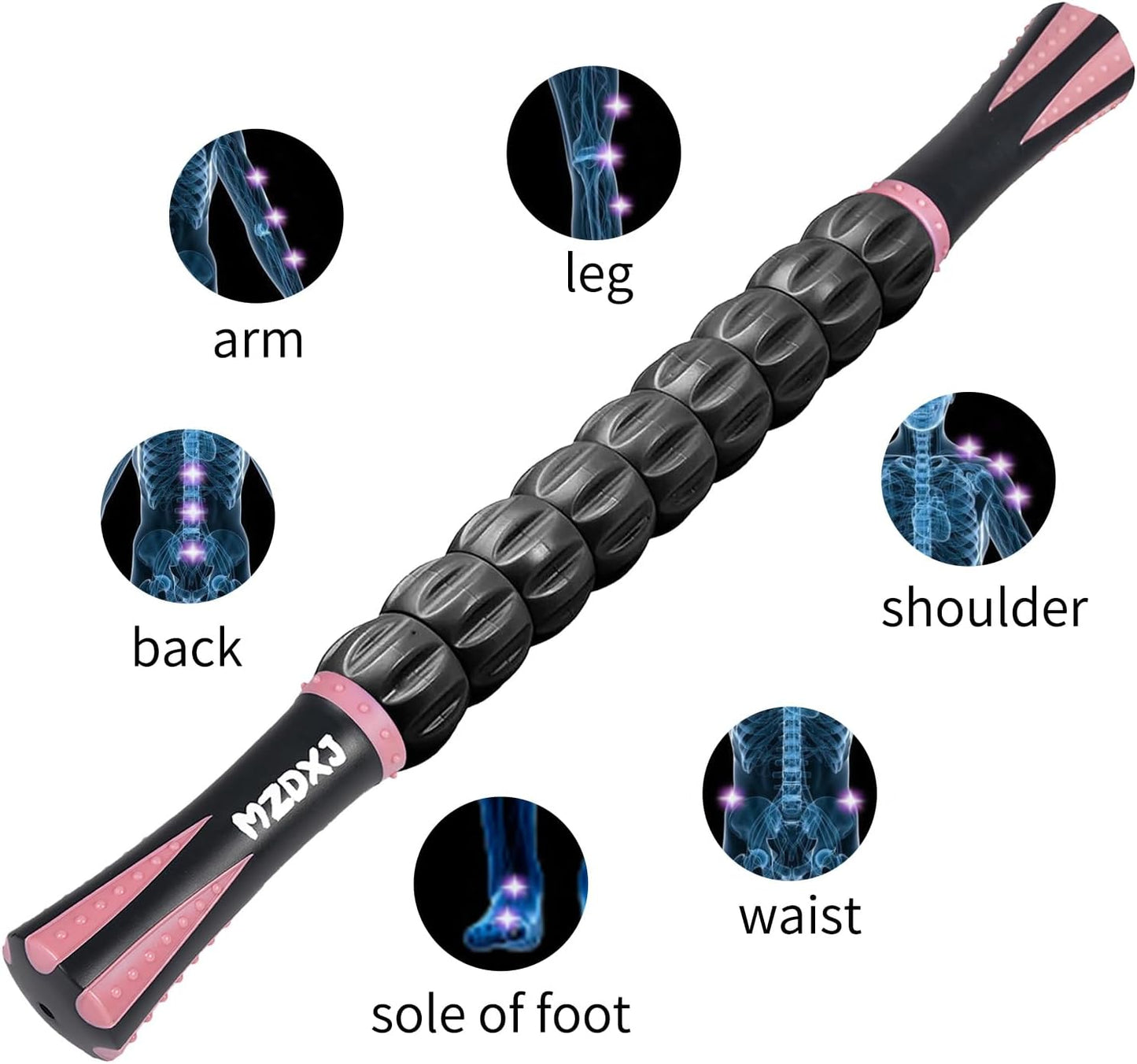 Muscle Roller Massage Roller Stick- Deep Tissue Fascia Blaster for Myofascial Pain Relief, Lymphatic Drainage & Body Sculpting, Handheld Physical Therapy & Recovery Tool (Purple Black-18 inch)
