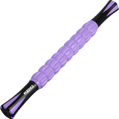 Muscle Roller Massage Roller Stick- Deep Tissue Fascia Blaster for Myofascial Pain Relief, Lymphatic Drainage & Body Sculpting, Handheld Physical Therapy & Recovery Tool (Purple Black-18 inch)
