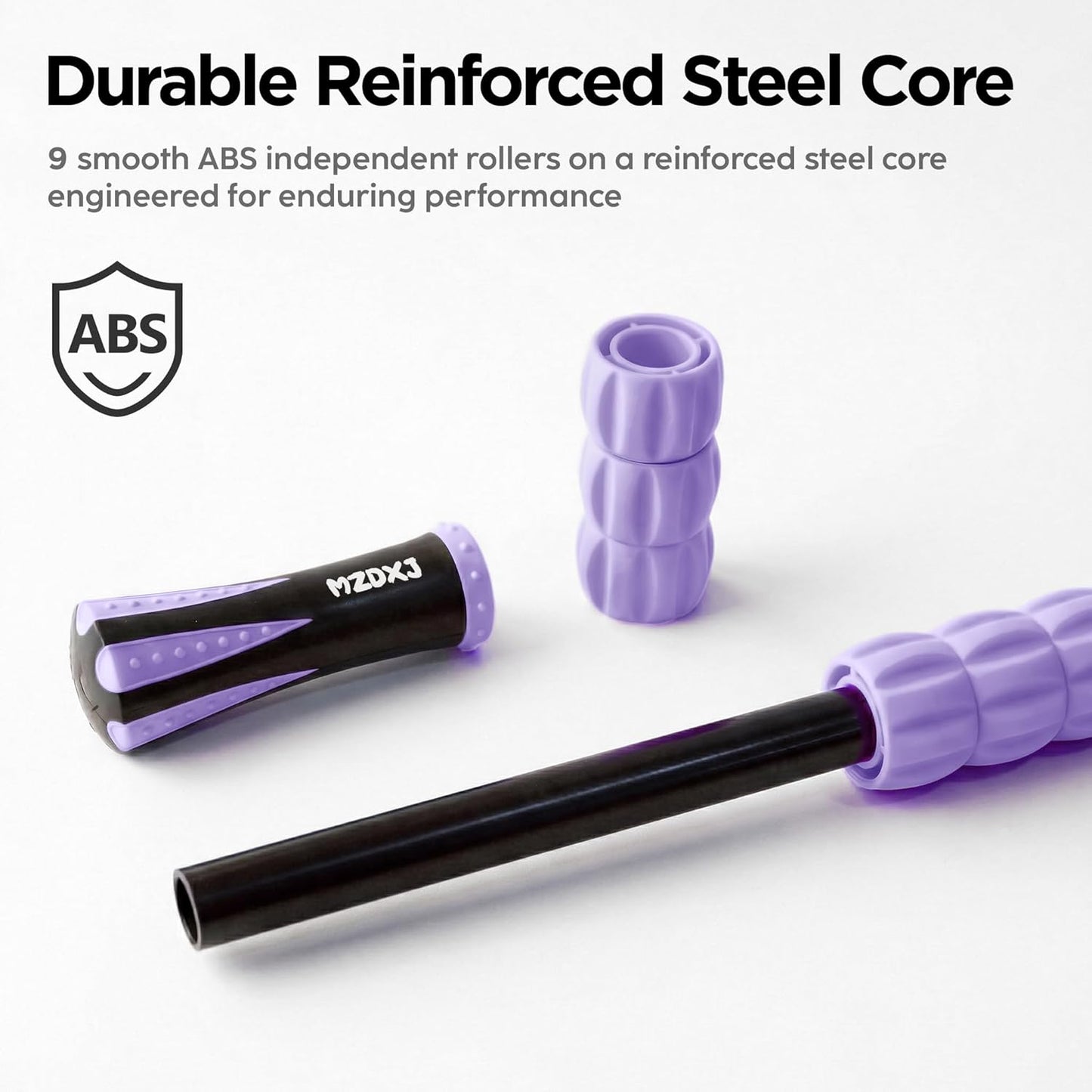 Muscle Roller Massage Roller Stick- Deep Tissue Fascia Blaster for Myofascial Pain Relief, Lymphatic Drainage & Body Sculpting, Handheld Physical Therapy & Recovery Tool (Purple Black-18 inch)