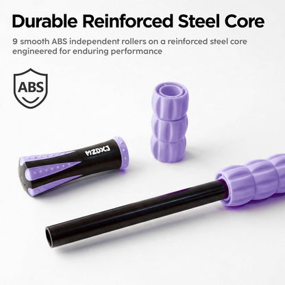 Muscle Roller Massage Roller Stick- Deep Tissue Fascia Blaster for Myofascial Pain Relief, Lymphatic Drainage & Body Sculpting, Handheld Physical Therapy & Recovery Tool (Purple Black-18 inch)