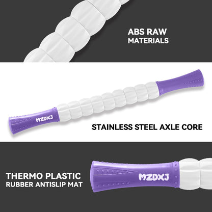 Muscle Roller Massage Roller Stick- Deep Tissue Fascia Blaster for Myofascial Pain Relief, Lymphatic Drainage & Body Sculpting, Handheld Physical Therapy & Recovery Tool (Purple Black-18 inch)