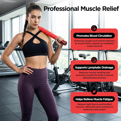 Muscle Roller Massage Roller Stick- Deep Tissue Fascia Blaster for Myofascial Pain Relief, Lymphatic Drainage & Body Sculpting, Handheld Physical Therapy & Recovery Tool (Purple Black-18 inch)
