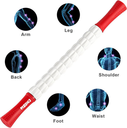 Muscle Roller Massage Roller Stick- Deep Tissue Fascia Blaster for Myofascial Pain Relief, Lymphatic Drainage & Body Sculpting, Handheld Physical Therapy & Recovery Tool (Purple Black-18 inch)
