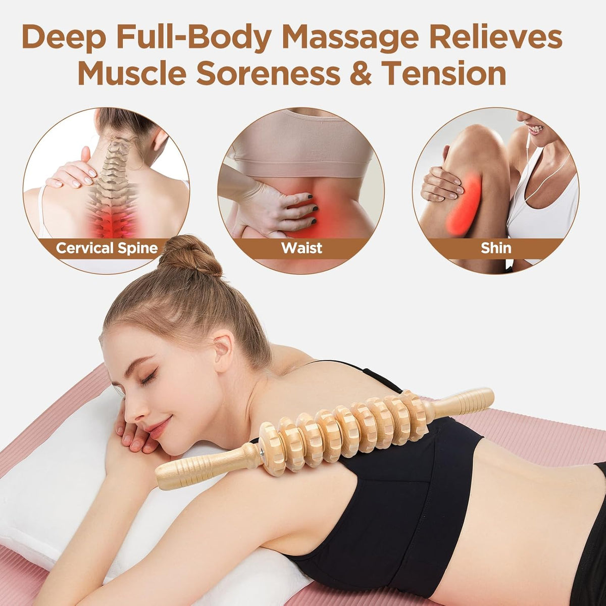 Muscle Roller Massage Roller Stick- Deep Tissue Fascia Blaster for Myofascial Pain Relief, Lymphatic Drainage & Body Sculpting, Handheld Physical Therapy & Recovery Tool (Purple Black-18 inch)