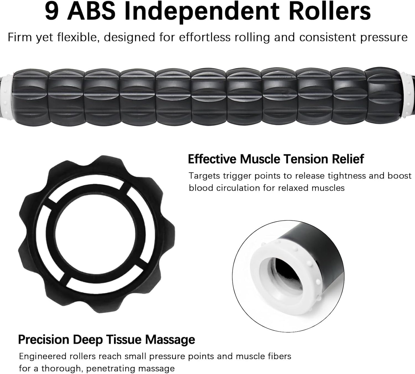 Muscle Roller Massage Roller Stick- Deep Tissue Fascia Blaster for Myofascial Pain Relief, Lymphatic Drainage & Body Sculpting, Handheld Physical Therapy & Recovery Tool (Purple Black-18 inch)