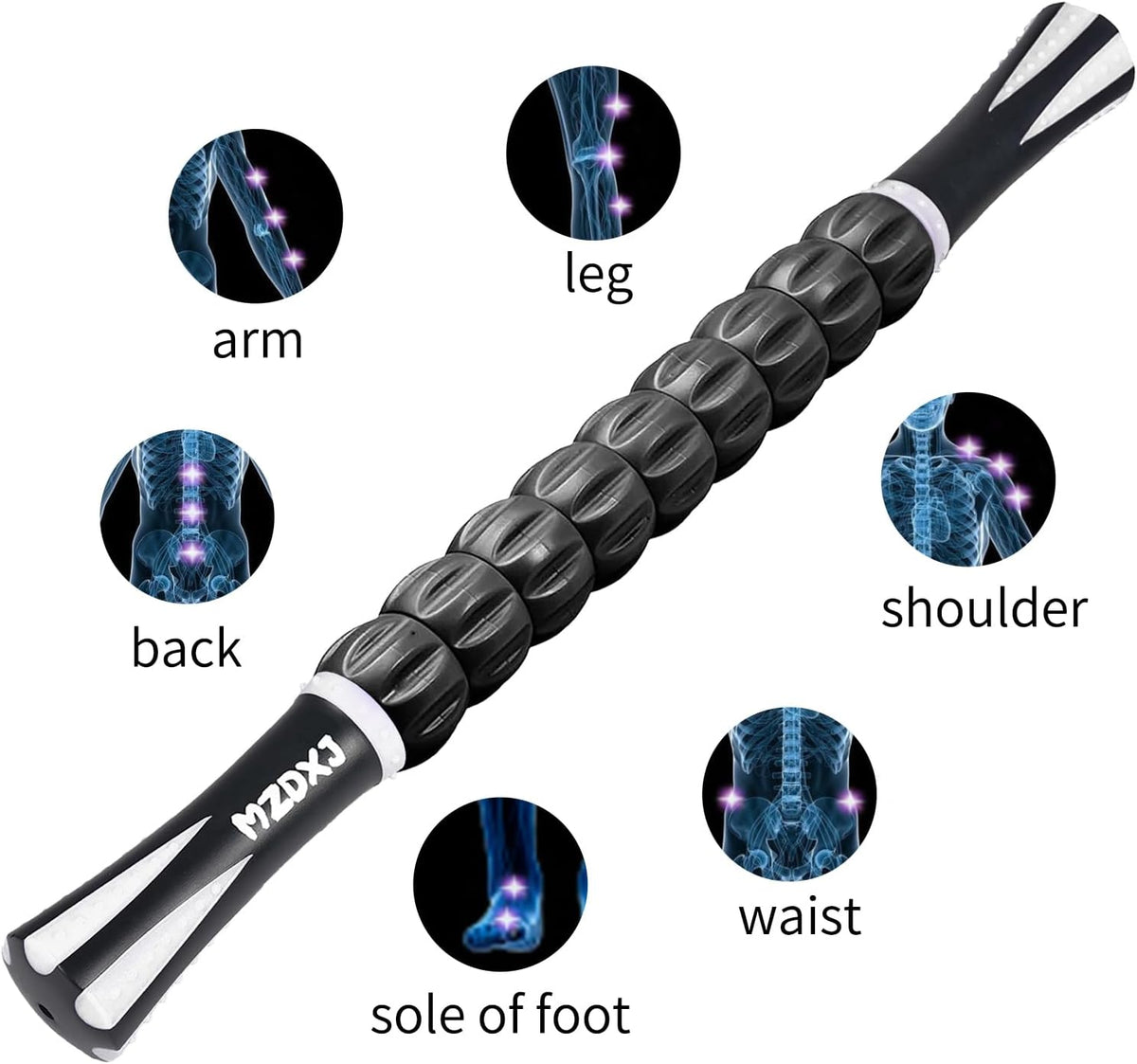 Muscle Roller Massage Roller Stick- Deep Tissue Fascia Blaster for Myofascial Pain Relief, Lymphatic Drainage & Body Sculpting, Handheld Physical Therapy & Recovery Tool (Purple Black-18 inch)