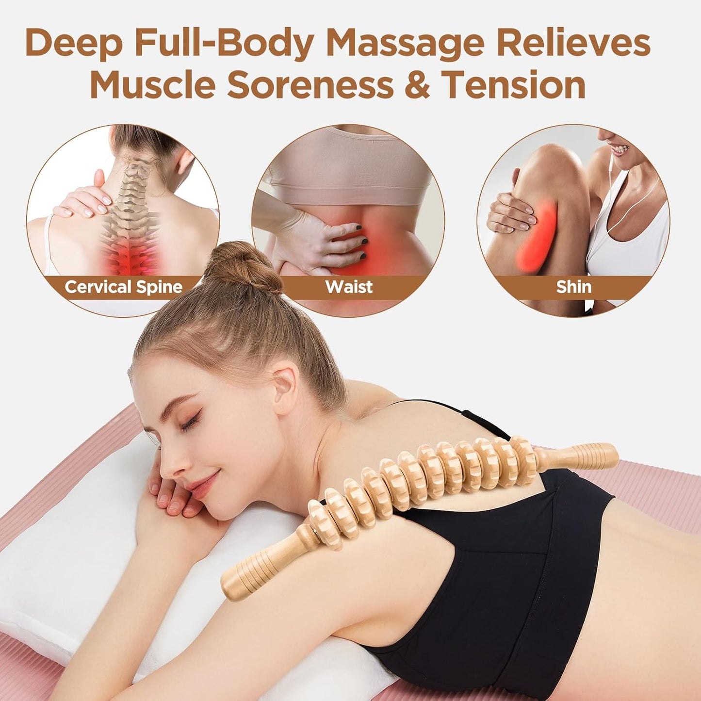 Muscle Roller Massage Roller Stick- Deep Tissue Fascia Blaster for Myofascial Pain Relief, Lymphatic Drainage & Body Sculpting, Handheld Physical Therapy & Recovery Tool (Purple Black-18 inch)