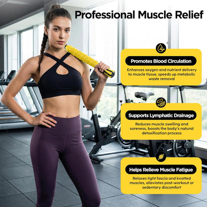 Muscle Roller Massage Roller Stick- Deep Tissue Fascia Blaster for Myofascial Pain Relief, Lymphatic Drainage & Body Sculpting, Handheld Physical Therapy & Recovery Tool (Purple Black-18 inch)