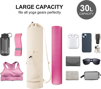 Yoga Mat Bag with Water Bottle Pocket & Wet Pocket for Women | Yoga mat carrier fits 1/8"-3/8" yoga mats, quick-access multi-pocket organization, lightweight for gym, Pilates & studio