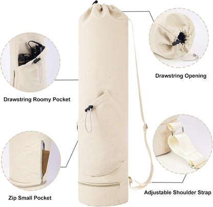 Yoga Mat Bag with Water Bottle Pocket & Wet Pocket for Women | Yoga mat carrier fits 1/8"-3/8" yoga mats, quick-access multi-pocket organization, lightweight for gym, Pilates & studio
