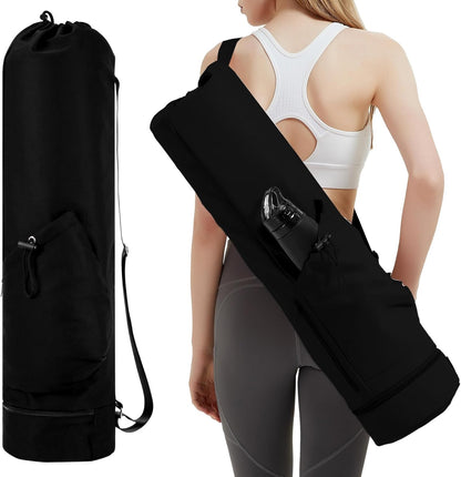 Yoga Mat Bag with Water Bottle Pocket & Wet Pocket for Women | Yoga mat carrier fits 1/8"-3/8" yoga mats, quick-access multi-pocket organization, lightweight for gym, Pilates & studio