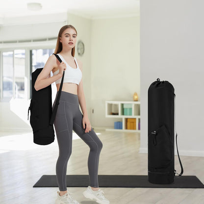 Yoga Mat Bag with Water Bottle Pocket & Wet Pocket for Women | Yoga mat carrier fits 1/8"-3/8" yoga mats, quick-access multi-pocket organization, lightweight for gym, Pilates & studio