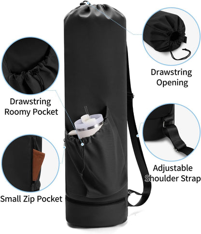 Yoga Mat Bag with Water Bottle Pocket & Wet Pocket for Women | Yoga mat carrier fits 1/8"-3/8" yoga mats, quick-access multi-pocket organization, lightweight for gym, Pilates & studio