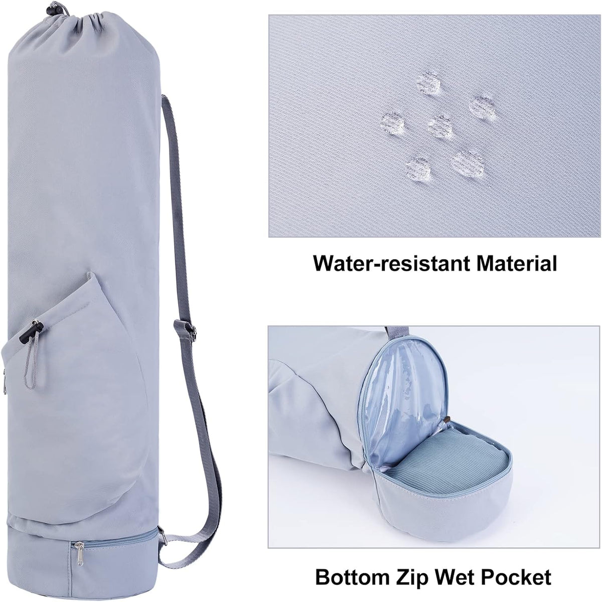 Yoga Mat Bag with Water Bottle Pocket & Wet Pocket for Women | Yoga mat carrier fits 1/8"-3/8" yoga mats, quick-access multi-pocket organization, lightweight for gym, Pilates & studio