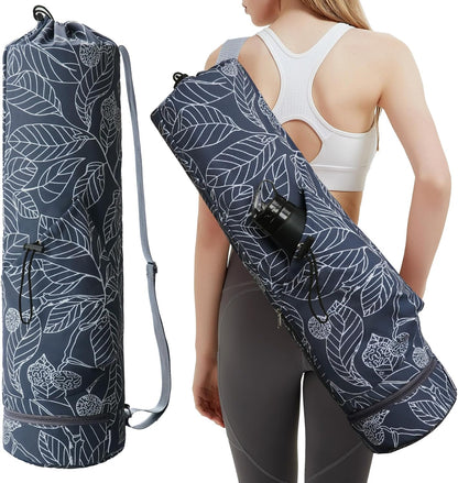 Yoga Mat Bag with Water Bottle Pocket & Wet Pocket for Women | Yoga mat carrier fits 1/8"-3/8" yoga mats, quick-access multi-pocket organization, lightweight for gym, Pilates & studio