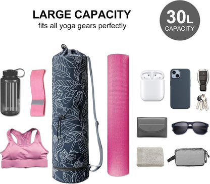 Yoga Mat Bag with Water Bottle Pocket & Wet Pocket for Women | Yoga mat carrier fits 1/8"-3/8" yoga mats, quick-access multi-pocket organization, lightweight for gym, Pilates & studio