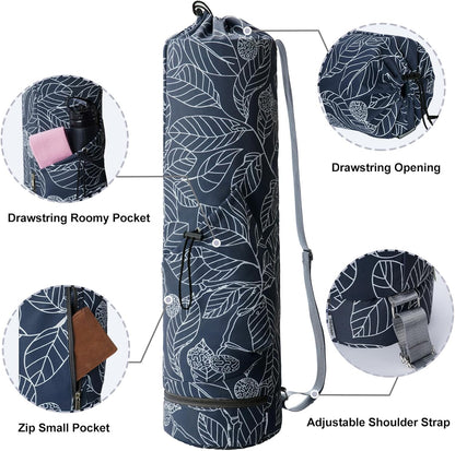 Yoga Mat Bag with Water Bottle Pocket & Wet Pocket for Women | Yoga mat carrier fits 1/8"-3/8" yoga mats, quick-access multi-pocket organization, lightweight for gym, Pilates & studio