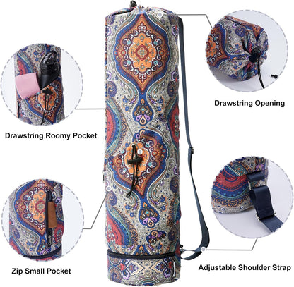 Yoga Mat Bag with Water Bottle Pocket & Wet Pocket for Women | Yoga mat carrier fits 1/8"-3/8" yoga mats, quick-access multi-pocket organization, lightweight for gym, Pilates & studio