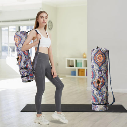 Yoga Mat Bag with Water Bottle Pocket & Wet Pocket for Women | Yoga mat carrier fits 1/8"-3/8" yoga mats, quick-access multi-pocket organization, lightweight for gym, Pilates & studio