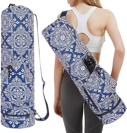 Yoga Mat Bag with Water Bottle Pocket & Wet Pocket for Women | Yoga mat carrier fits 1/8"-3/8" yoga mats, quick-access multi-pocket organization, lightweight for gym, Pilates & studio