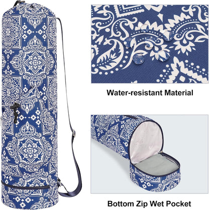 Yoga Mat Bag with Water Bottle Pocket & Wet Pocket for Women | Yoga mat carrier fits 1/8"-3/8" yoga mats, quick-access multi-pocket organization, lightweight for gym, Pilates & studio