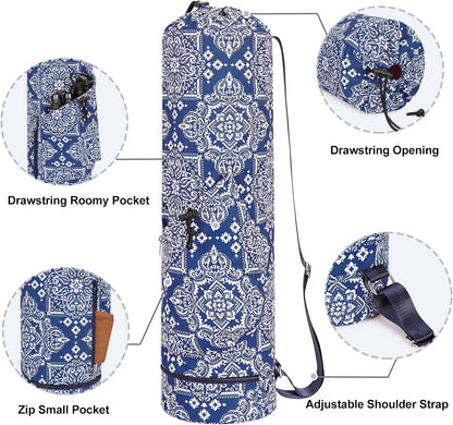 Yoga Mat Bag with Water Bottle Pocket & Wet Pocket for Women | Yoga mat carrier fits 1/8"-3/8" yoga mats, quick-access multi-pocket organization, lightweight for gym, Pilates & studio