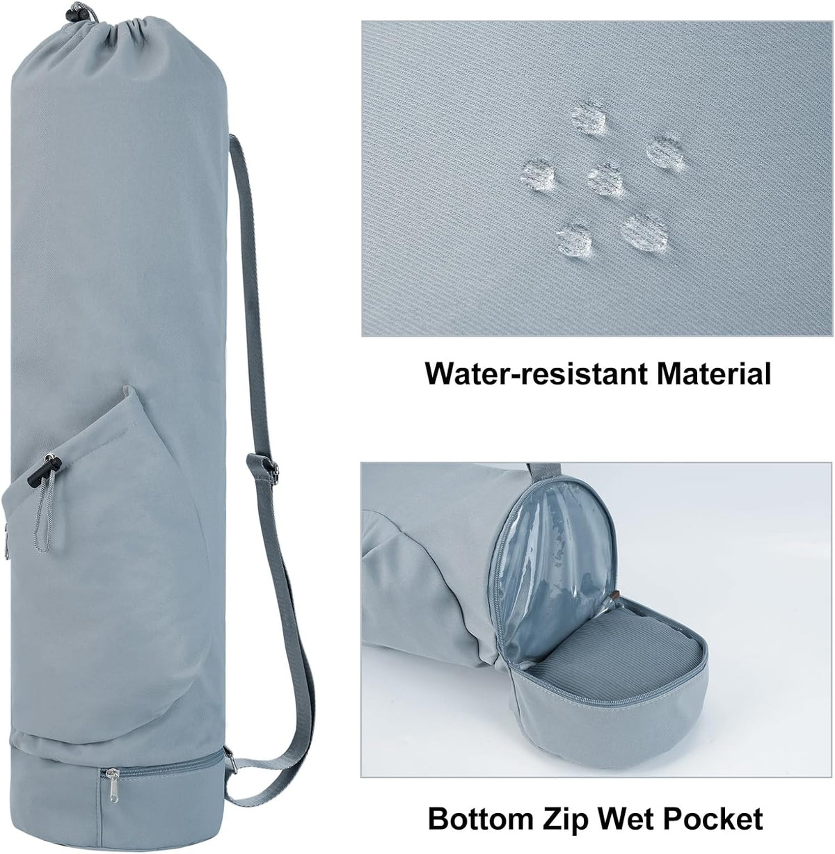 Yoga Mat Bag with Water Bottle Pocket & Wet Pocket for Women | Yoga mat carrier fits 1/8"-3/8" yoga mats, quick-access multi-pocket organization, lightweight for gym, Pilates & studio