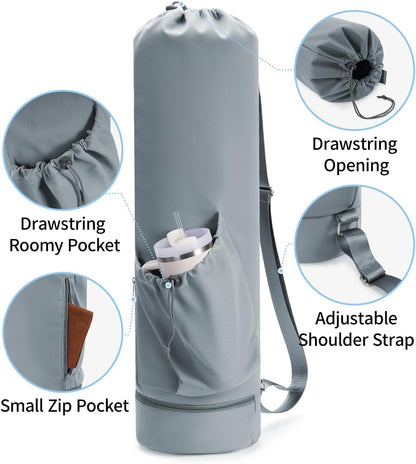 Yoga Mat Bag with Water Bottle Pocket & Wet Pocket for Women | Yoga mat carrier fits 1/8"-3/8" yoga mats, quick-access multi-pocket organization, lightweight for gym, Pilates & studio