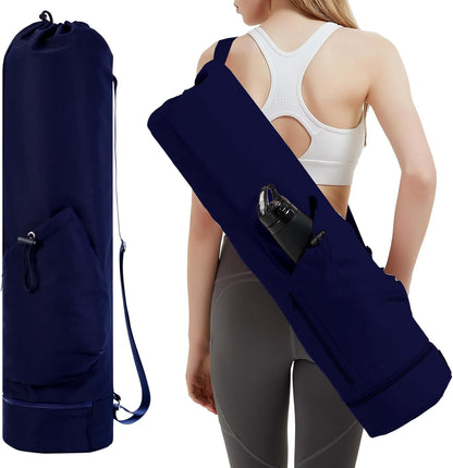 Yoga Mat Bag with Water Bottle Pocket & Wet Pocket for Women | Yoga mat carrier fits 1/8"-3/8" yoga mats, quick-access multi-pocket organization, lightweight for gym, Pilates & studio