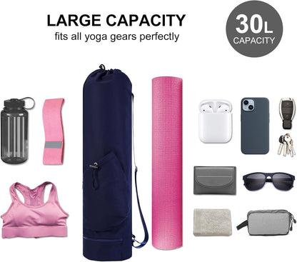 Yoga Mat Bag with Water Bottle Pocket & Wet Pocket for Women | Yoga mat carrier fits 1/8"-3/8" yoga mats, quick-access multi-pocket organization, lightweight for gym, Pilates & studio