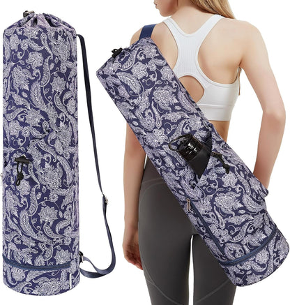 Yoga Mat Bag with Water Bottle Pocket & Wet Pocket for Women | Yoga mat carrier fits 1/8"-3/8" yoga mats, quick-access multi-pocket organization, lightweight for gym, Pilates & studio