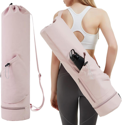 Yoga Mat Bag with Water Bottle Pocket & Wet Pocket for Women | Yoga mat carrier fits 1/8"-3/8" yoga mats, quick-access multi-pocket organization, lightweight for gym, Pilates & studio