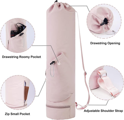 Yoga Mat Bag with Water Bottle Pocket & Wet Pocket for Women | Yoga mat carrier fits 1/8"-3/8" yoga mats, quick-access multi-pocket organization, lightweight for gym, Pilates & studio