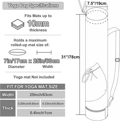 Yoga Mat Bag with Water Bottle Pocket & Wet Pocket for Women | Yoga mat carrier fits 1/8"-3/8" yoga mats, quick-access multi-pocket organization, lightweight for gym, Pilates & studio