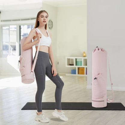 Yoga Mat Bag with Water Bottle Pocket & Wet Pocket for Women | Yoga mat carrier fits 1/8"-3/8" yoga mats, quick-access multi-pocket organization, lightweight for gym, Pilates & studio