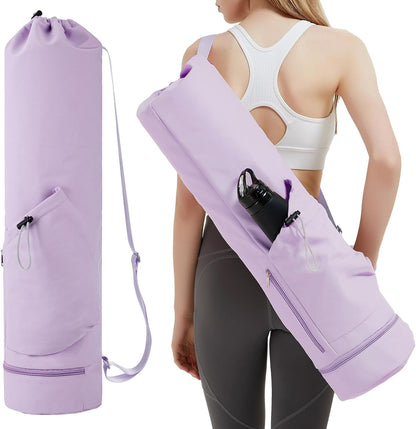 Yoga Mat Bag with Water Bottle Pocket & Wet Pocket for Women | Yoga mat carrier fits 1/8"-3/8" yoga mats, quick-access multi-pocket organization, lightweight for gym, Pilates & studio